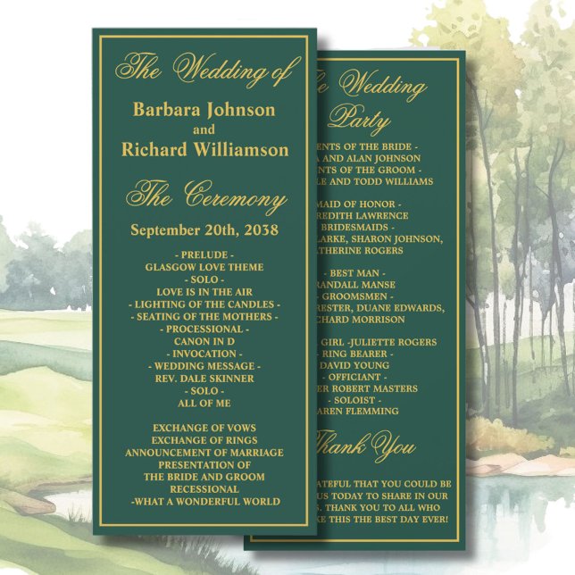 Golf Theme Wedding Order of Service Program (Subido por el creador)