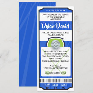 GOLF TICKET Bar Bat Mitzvah Invitación