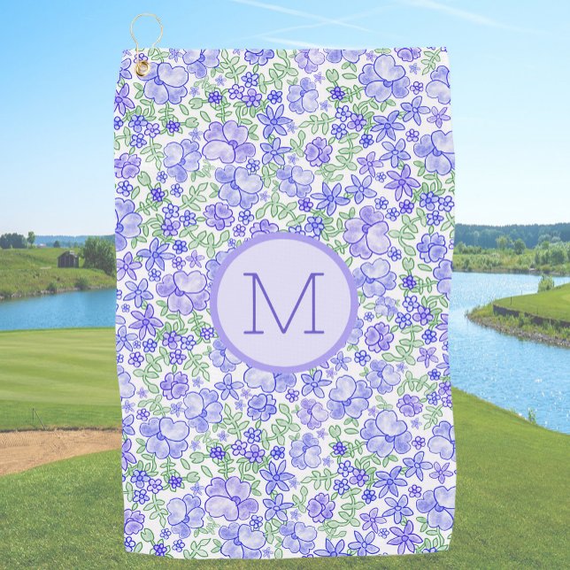 Golf Toalla de Damas Floral Azul Preppy Personalizada (Subido por el creador)