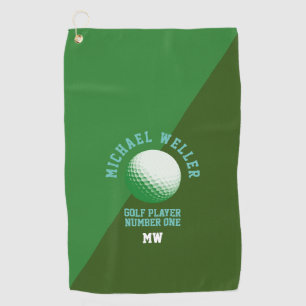 Golf Toalla de oro verde de 2 tonos con nombre de jugad