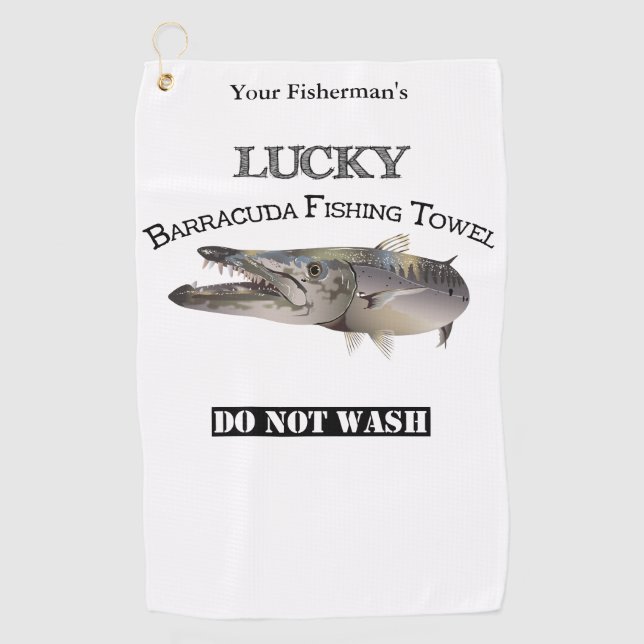 Golf Toalla de Pesca Lucky Barracuda personalizada (Anverso)