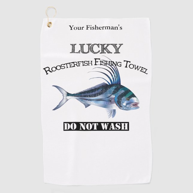 Golf Toalla de Pesca Lucky Roosterfish Personalizado (Anverso)