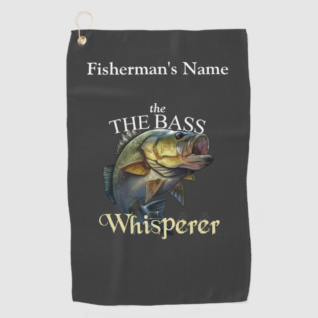 Golf Toalla de Pesca Oscura personalizada de Bass Whisp (Anverso)