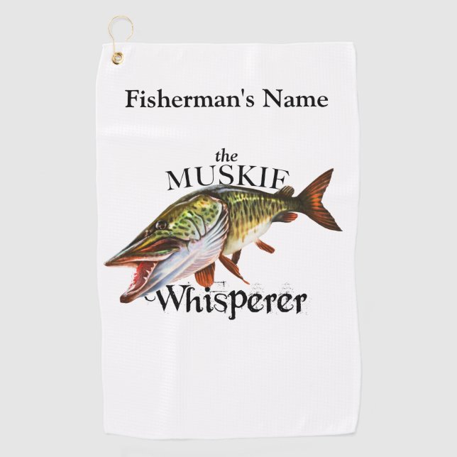 Golf Toalla de Pesca personalizada Muskie Whisperer Lig (Anverso)