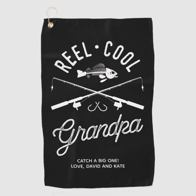 Golf Toalla de pesca personalizada Reel Guay Grandpa (Anverso)