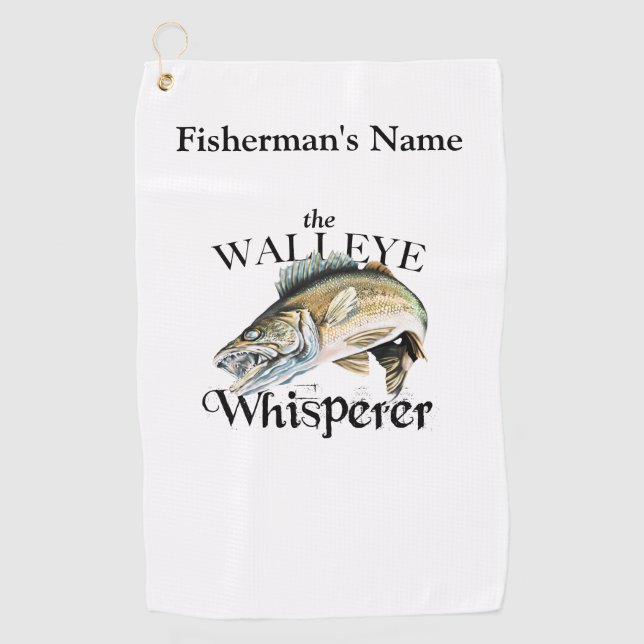Golf Toalla de pesca personalizada Walleye Whisperer Li (Anverso)