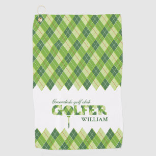 Golf Toalla personalizada argyle verde del golfista de