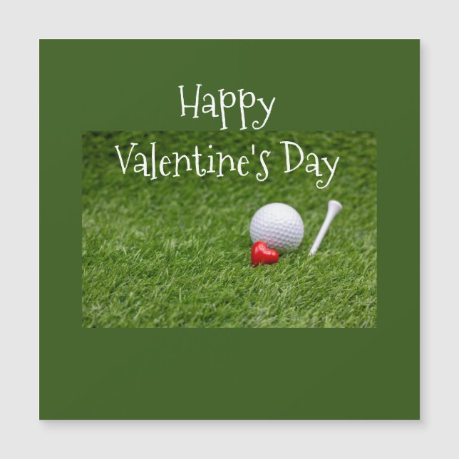 Golf Valentine Card, bola de golf y tee con amor (Anverso)