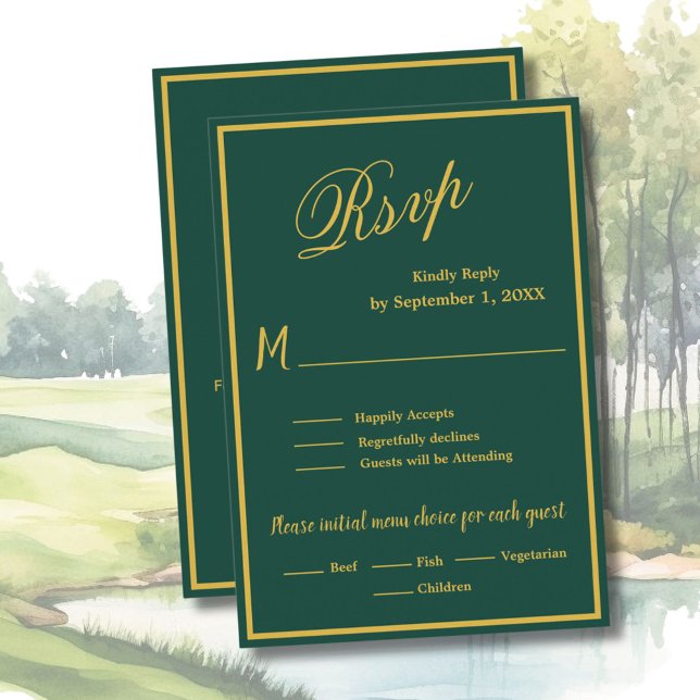 Golf Wedding RSVP Card QR Code Optional  (Subido por el creador)