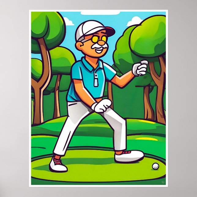 Golfer and Found Ball - Impresión de arte de golf (Frente)
