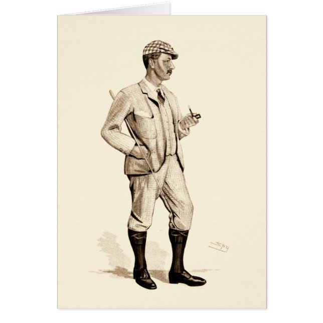 Golfer de época con tubería de tabaco y botas (Frente)