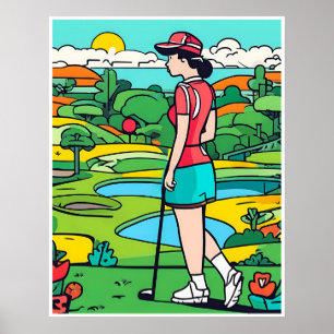 Golfer de mujer - Impresión de arte de golf