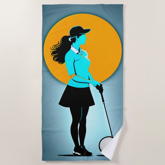 Golfer diseña toalla de playa de algodón (Anverso)