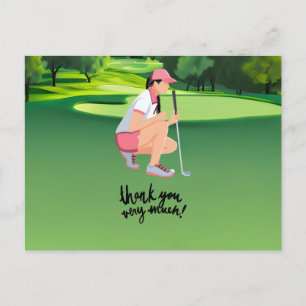 Golfer en campo de golf acuarela tarjeta de agrade