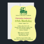 Golfer Golf: 65ª Invitación por cumpleaños<br><div class="desc">Puedes personalizar todo el texto de esta invitación a la fiesta de cumpleaños temática del golf. Puedes cambiar el texto y el número en la parte delantera y usarlo para un cumpleaños 50,  60,  70 u otro. El diseño presenta a un golfista verde en un carrito verde</div>