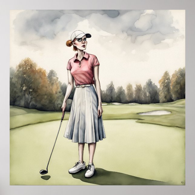 Golfer gótico - Impresión de arte de golf (Frente)