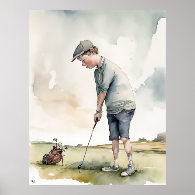 Golfer junior - Impresión de arte de golf (Frente)