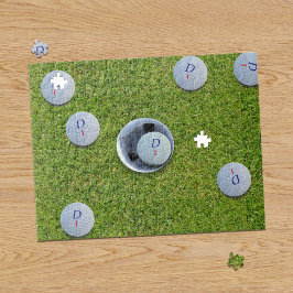 Golfer Monogram Balls Green Jigsaw Puzzle