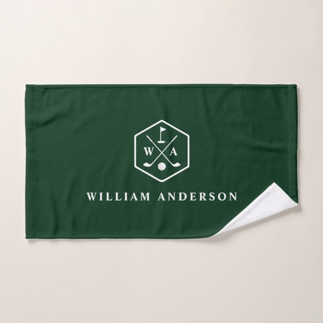 Golfer Monogram & Name Stylish Minimalist Golf (Toalla de mano)