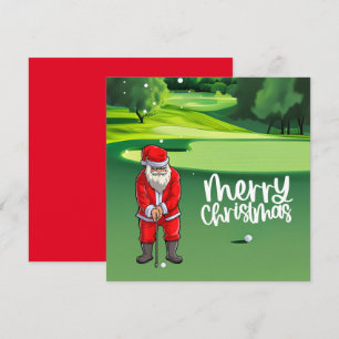 Golfer Santa Claus jugando al golf en verde sobre 