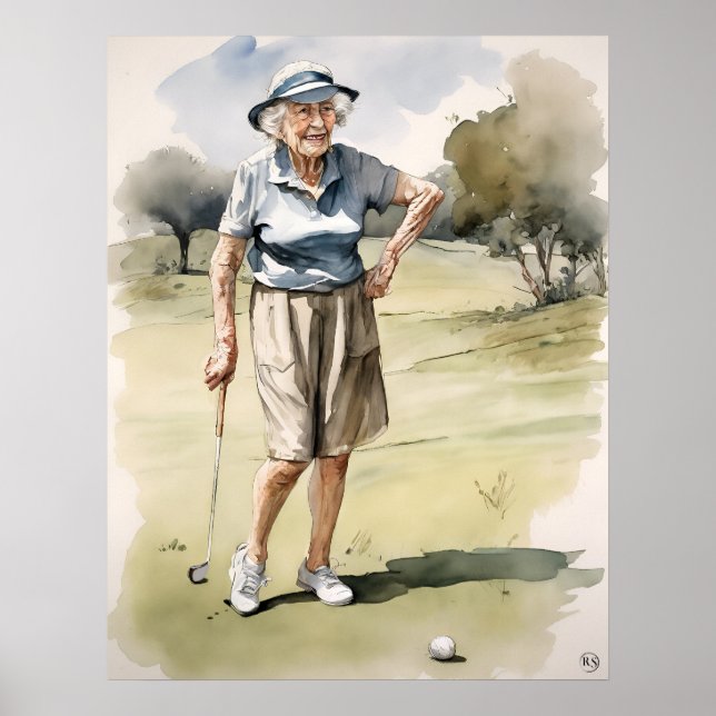 Golfer senior - Impresión de arte de golf (Frente)
