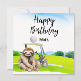 Golfer sloth está jugando golf en la tarjeta de cu