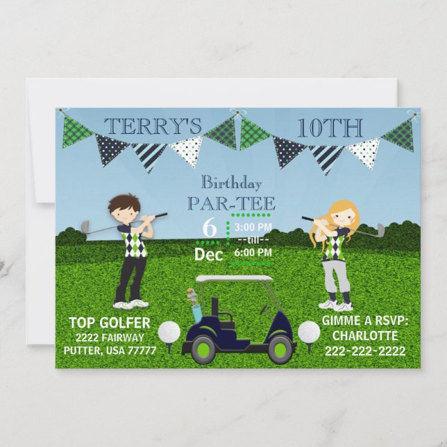 Golfers de golf Tee Golf Cart Golf Ball Cumpleaños (Anverso)