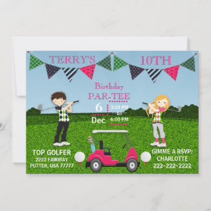 Golfers de golf Tee Golf Cart Golf Ball Cumpleaños
