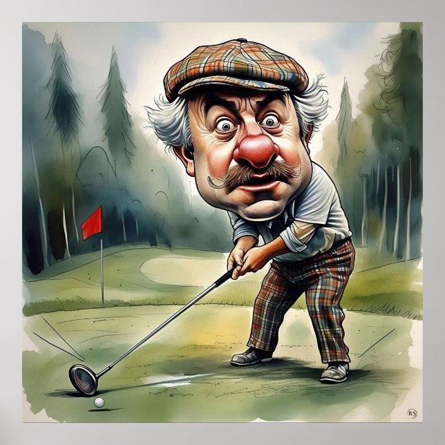 Golfing Finesse - Gran Impresión de Arte de Golf (Frente)