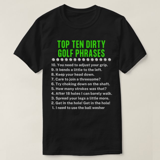 Golfing Top Ten Dirty Golf Phrases Gag Golf Player (Diseño del anverso)