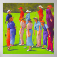 Golfistas mujeres - Imprimir arte de tela