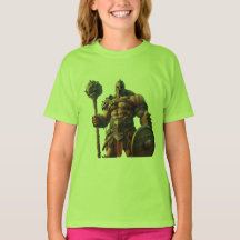 Goliat con un garrote en una camiseta blanca de ma