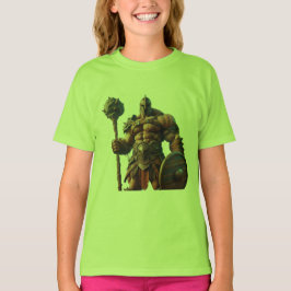 Goliat con un garrote en una camiseta blanca de ma
