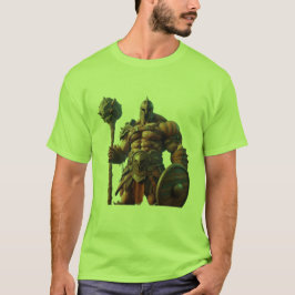 Goliat con un garrote en una camiseta verde de man