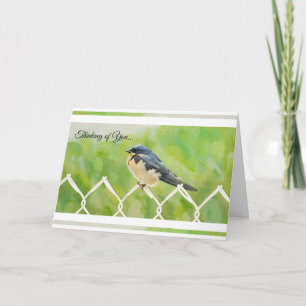 Golondrina en una cerca - Tarjeta de Pensamientos