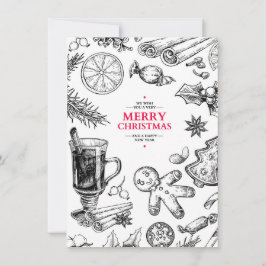 Golosinas de Navidad dibujo vintage. Fiesta de Nav