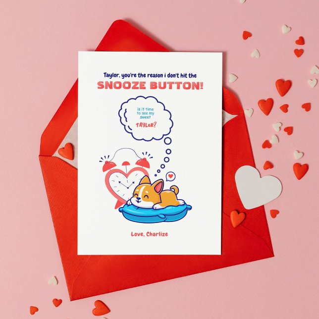 Golpear el botón Snooze Tarjeta de San Valentín (Show your partner you love them in a humorous way with this fun Valentine's Day Card)