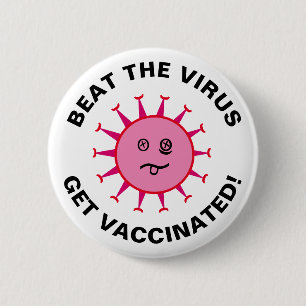Golpear El Botón Vacunar Del Virus (2,25")