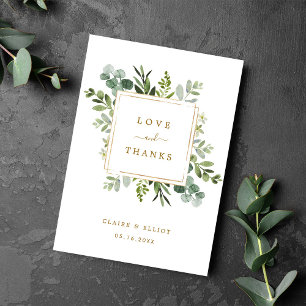 Goma Botánica de Oro Gracias Tarjeta plegada