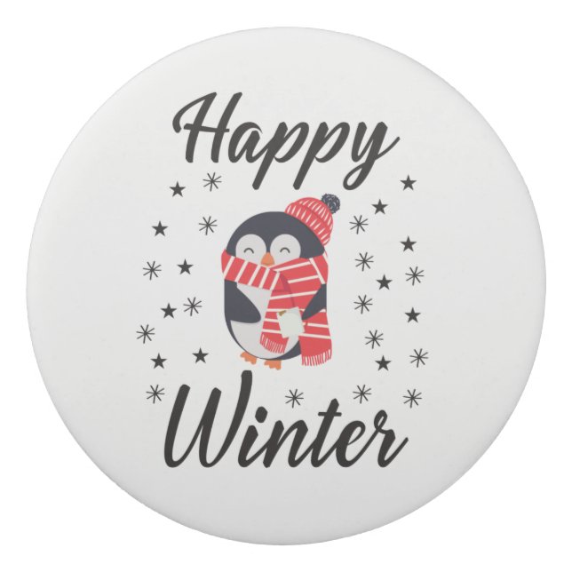 Goma De Borrar Invierno feliz, pingüino lindo (Anverso)
