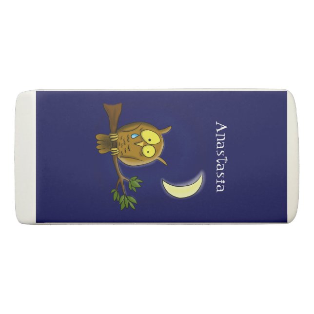 Goma De Borrar Lechuza triste con lágrimas y luna le echa de meno (Anverso)