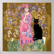 Goma rosa de burbuja con arte de Gustav Klimt