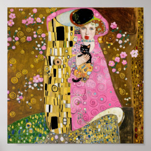 Goma rosa de burbuja con arte de Gustav Klimt