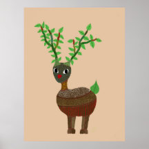 Gond Reindeer Digital de Arte Folclórico Indio