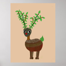 Gond Reindeer Digital de Arte Folclórico Indio