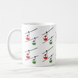 Góndola verde y roja taza de café
