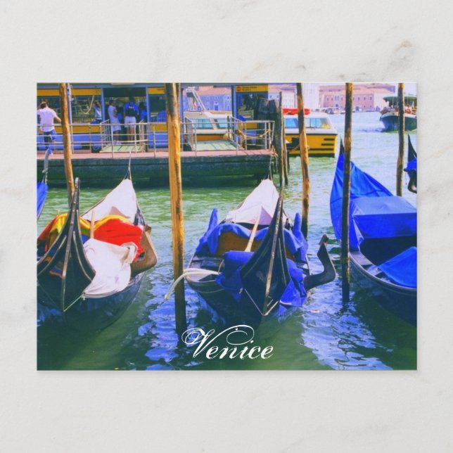 Góndolas de la postal de la postal de Venecia (Anverso)