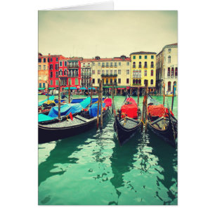 Góndolas En El Gran Canal, Venecia, Italia. Retro