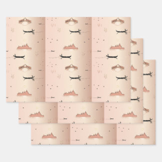 Góndolas rosadas Venecia Italia papel envolvente