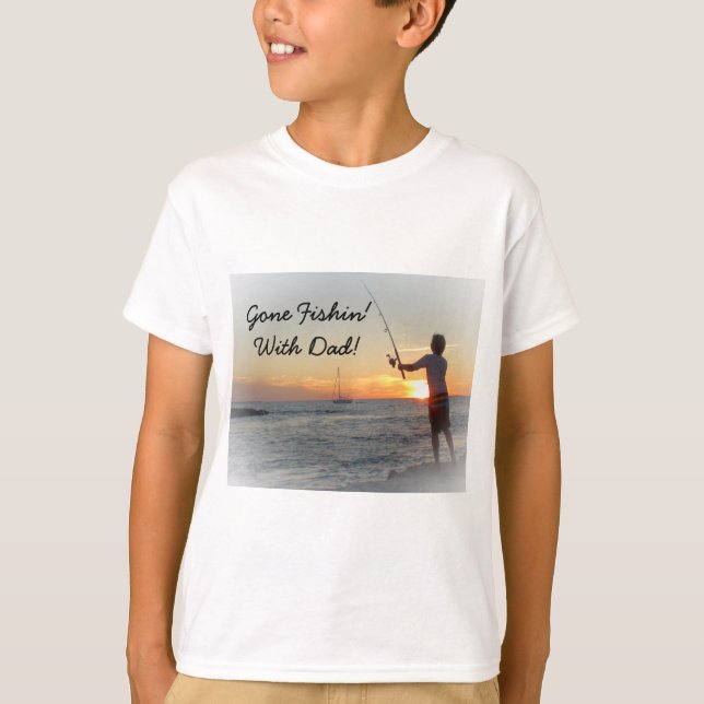 Gone Fishin" con la camiseta de papá para niños (Anverso)